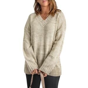 Oversized Sweater Knit Marled Oatmeal Size Medium Oversized Dropped Shoulder